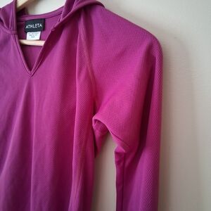 Athleta V-Neck Hooded Performance Pullover - Fuchsia